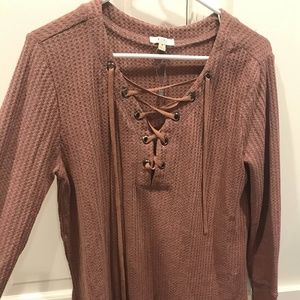 Boutique Pink Tie-Up Sweater